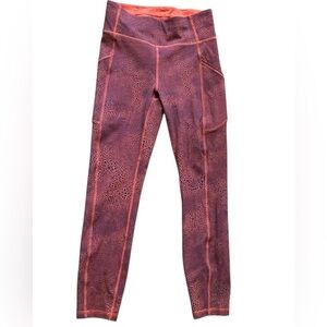A83 Lululemon Wonder Under Invigorate High Rise Tights Leggings Orange Crackle 4
